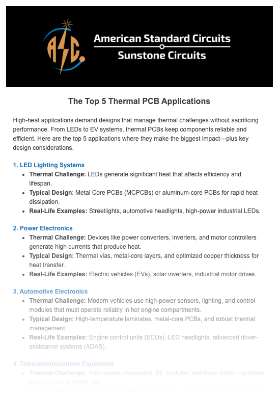 October 2025: The Top 5 Thermal PCB Applications